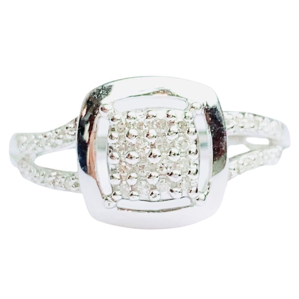 Diamond 925 Sterling Silver Ring Sz‎ 6.75